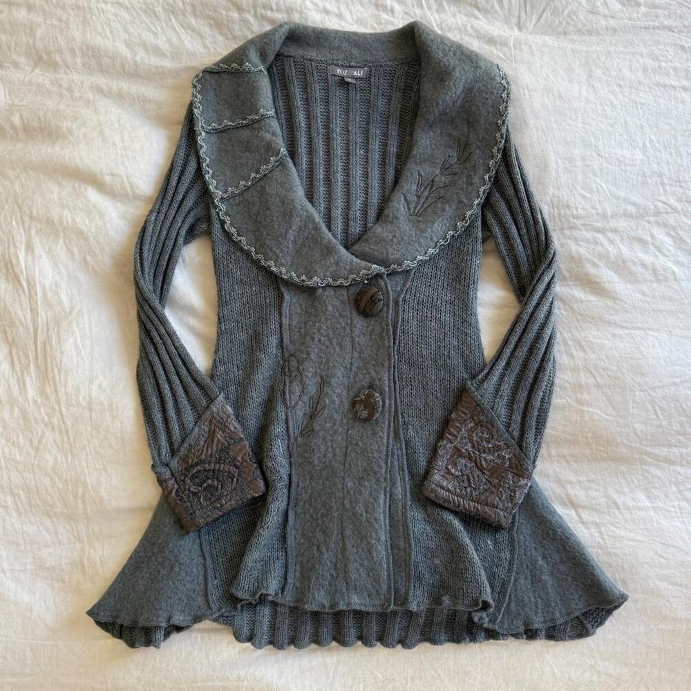 Adorable whimsigoth grey knit duster / cardigan